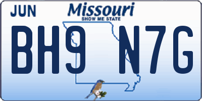 MO license plate BH9N7G