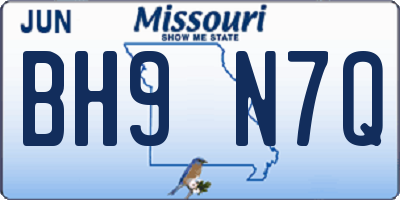 MO license plate BH9N7Q