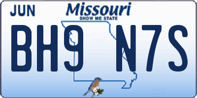 MO license plate BH9N7S