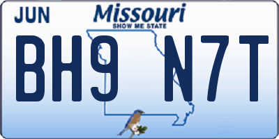 MO license plate BH9N7T