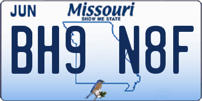 MO license plate BH9N8F