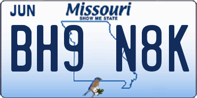 MO license plate BH9N8K