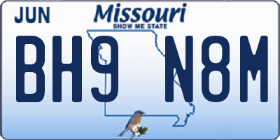 MO license plate BH9N8M