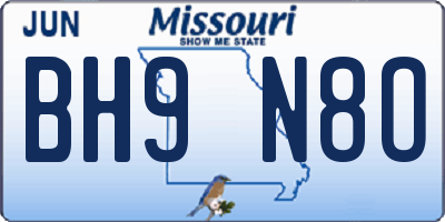 MO license plate BH9N8O