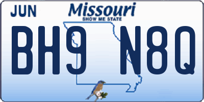 MO license plate BH9N8Q