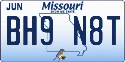 MO license plate BH9N8T