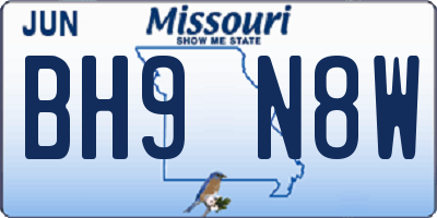MO license plate BH9N8W