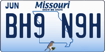 MO license plate BH9N9H