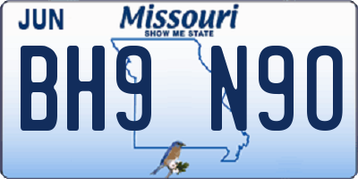 MO license plate BH9N9O