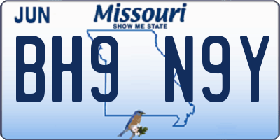 MO license plate BH9N9Y