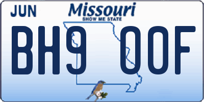 MO license plate BH9O0F