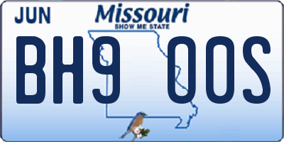MO license plate BH9O0S