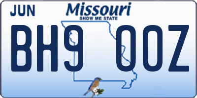 MO license plate BH9O0Z