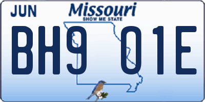 MO license plate BH9O1E