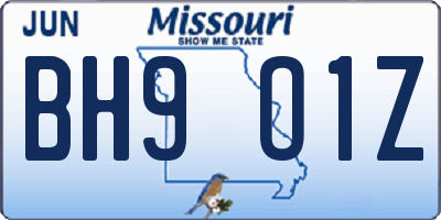 MO license plate BH9O1Z