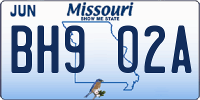 MO license plate BH9O2A