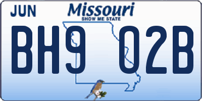 MO license plate BH9O2B