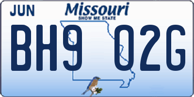 MO license plate BH9O2G