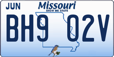 MO license plate BH9O2V