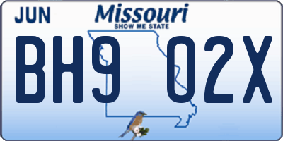 MO license plate BH9O2X