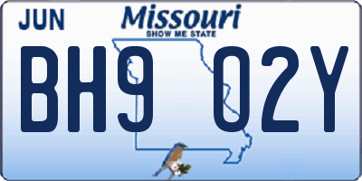 MO license plate BH9O2Y