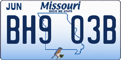 MO license plate BH9O3B