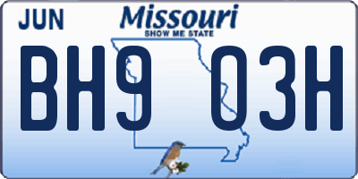 MO license plate BH9O3H