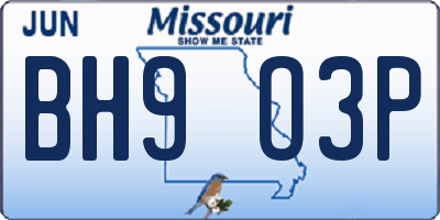 MO license plate BH9O3P