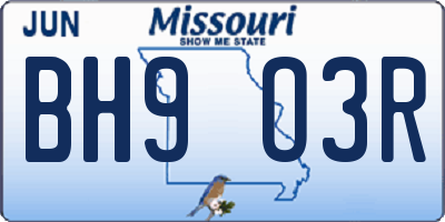 MO license plate BH9O3R