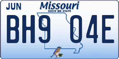 MO license plate BH9O4E