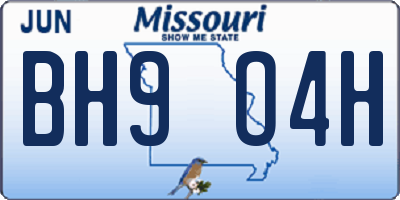 MO license plate BH9O4H