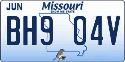 MO license plate BH9O4V