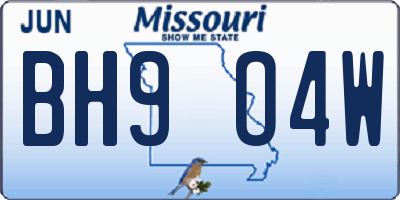 MO license plate BH9O4W