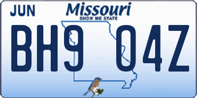 MO license plate BH9O4Z