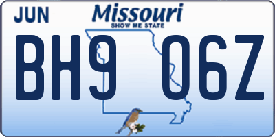 MO license plate BH9O6Z