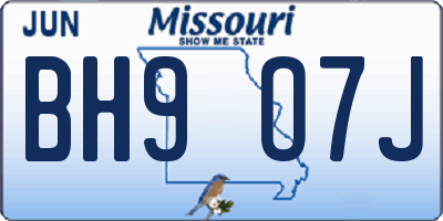 MO license plate BH9O7J
