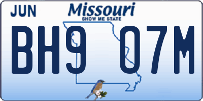 MO license plate BH9O7M