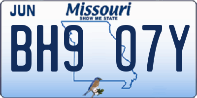 MO license plate BH9O7Y