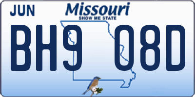 MO license plate BH9O8D