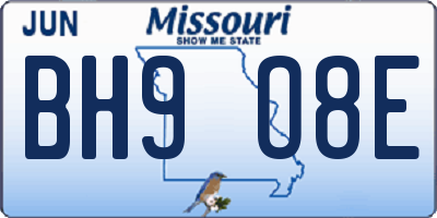 MO license plate BH9O8E