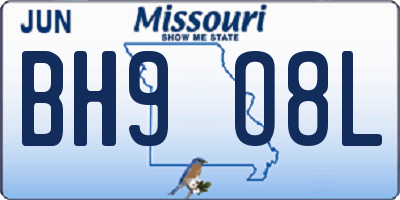 MO license plate BH9O8L