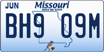 MO license plate BH9O9M