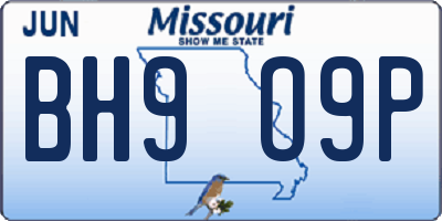 MO license plate BH9O9P