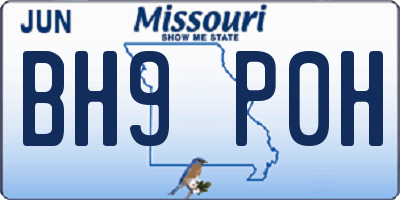MO license plate BH9P0H