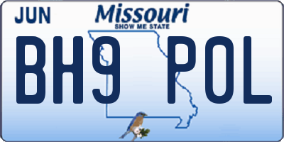 MO license plate BH9P0L