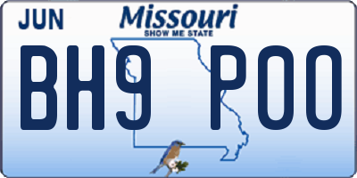 MO license plate BH9P0O