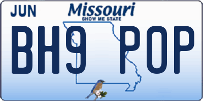 MO license plate BH9P0P