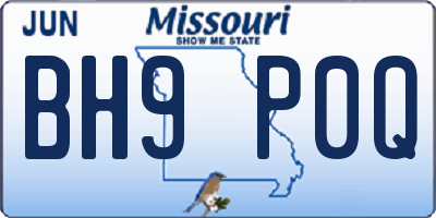 MO license plate BH9P0Q