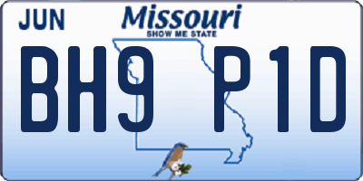 MO license plate BH9P1D
