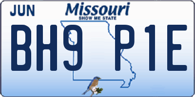 MO license plate BH9P1E